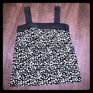 LOFT Top Shirt Sleeveless Black White Ann Taylor 2